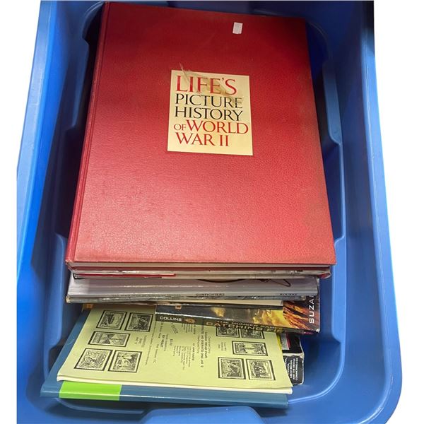 Tote of Stamp Catalogues, Stamp Books and Books