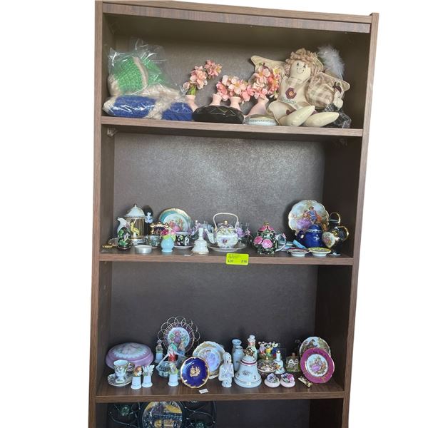 3 Shelves of Miniature China & Porcelain Knick Knacks