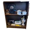 Image 2 : Book Shelf with 2 Shelves of Vintage Kitchenware & Mini Cuckoo Clock (Shelf is 9" x 24" x 66" tall)