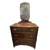 Image 1 : Vintage Waterfall Veneer Dresser with Mirror on Casters * 18" x 34" x 34" tall (measured without the