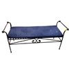 Image 1 : Wrought Iron Scroll Arm Bench with Navy Bench Pad (48" long)