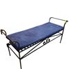 Image 2 : Wrought Iron Scroll Arm Bench with Navy Bench Pad (48" long)