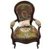 Image 1 : Victorian Solid Wood Arm Chair with Tapestry Upholstery