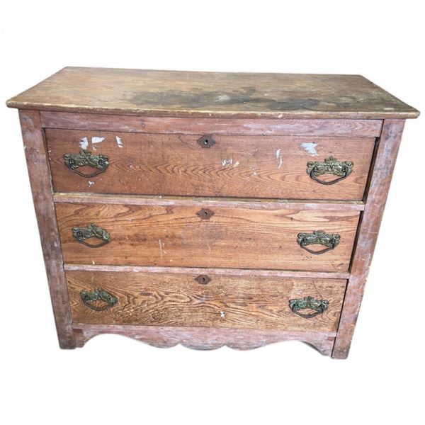 Antique Canadiana Pine 3-Drawer Dresser (18" x 38" x 32" tall)