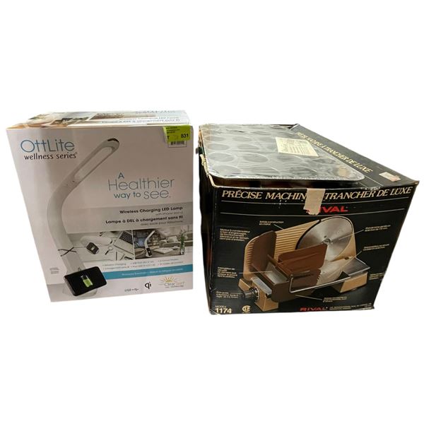 Desk Lamp, Meat Slicer and Fondue Set