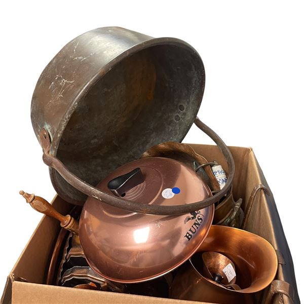 Large Box of Mostly Copper Decorative Items