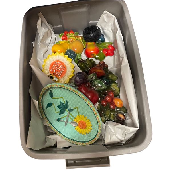 Bin of Vintage Chalkware Items Well Packed and Stored