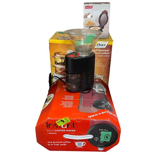 Coffee Maker, Coffee Grinder,  Food Steamer and Mini Maker Griddle