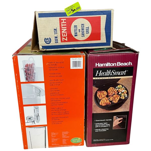 Drink Dispenser, Griddle and Vintage Waffler/sandwich Maker