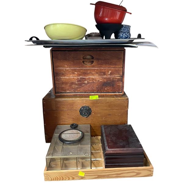 Vintage Bread Box, Jewelry Box, Display Boxes and More