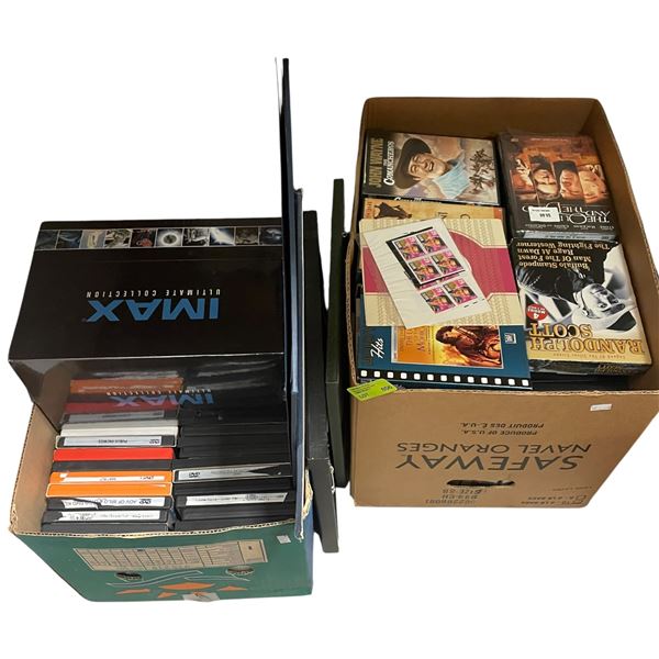 2 Boxes Filled with Various Dvd's and More
