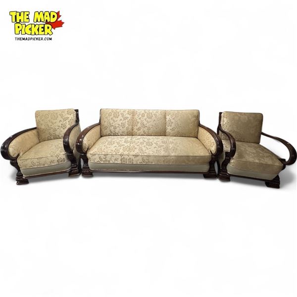 Beautiful 3pc Antique SolId Oak Horse Hair Sofa Couch Set