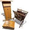 Image 2 : Mid Century Wood Sewing Box, Pine Ballot Box and Folding Hamper