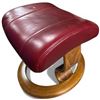 Image 2 : Wood End Table and Red Leather Ottoman Footstool