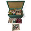 Image 2 : Vintage Green Vinyl Chest Filled with Vintage Christmas Decorations