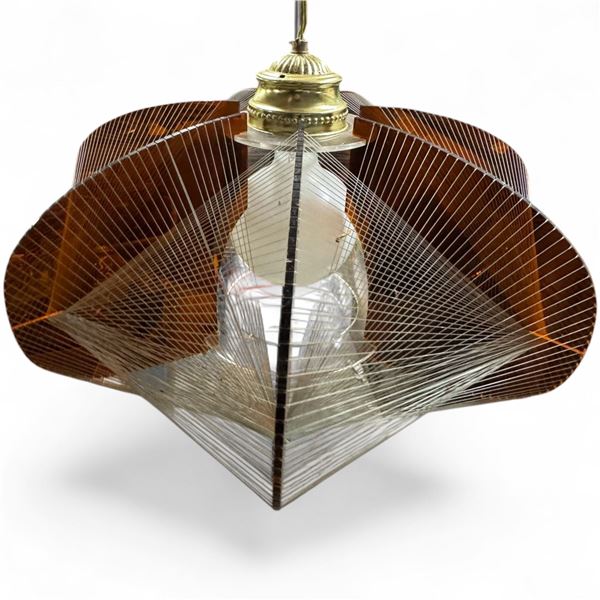 Vintage 1960's Paul Secon for Sompex Style Acrylic Finned and Nylon Filament Strings Swag Lamp