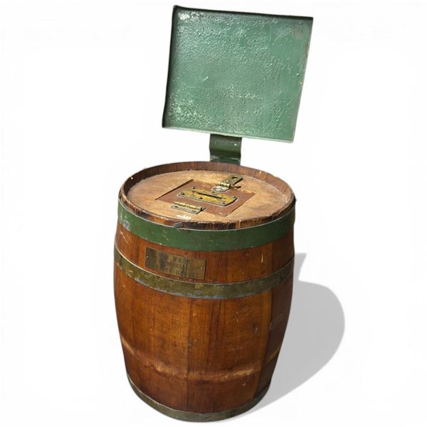 Rustic Ballot Box Barrel Total Height is 20"