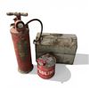 Image 1 : Vintage Shop Item: Metal Tool Box, Pump Fire Extinguisher and Gas Can