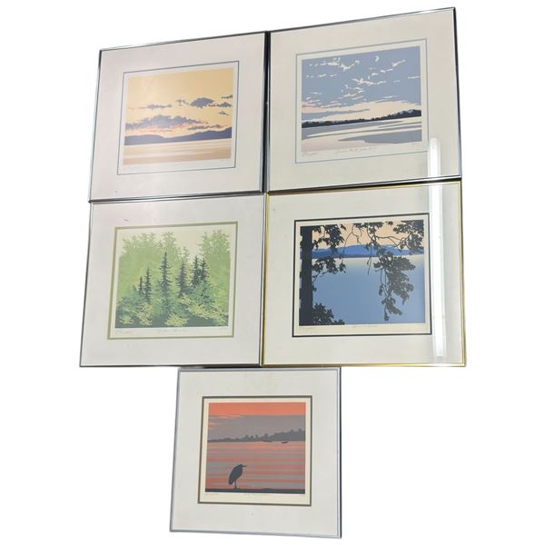 Collection of 5 Leyda Campbell Artist Sign LEP Prints BC Canada Artist Larger Size 19.5x17.5"