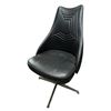 Image 1 : Chromecraft "Atomic" Style Swivel Chair 1960's-70's Wed Design Black Vinyl