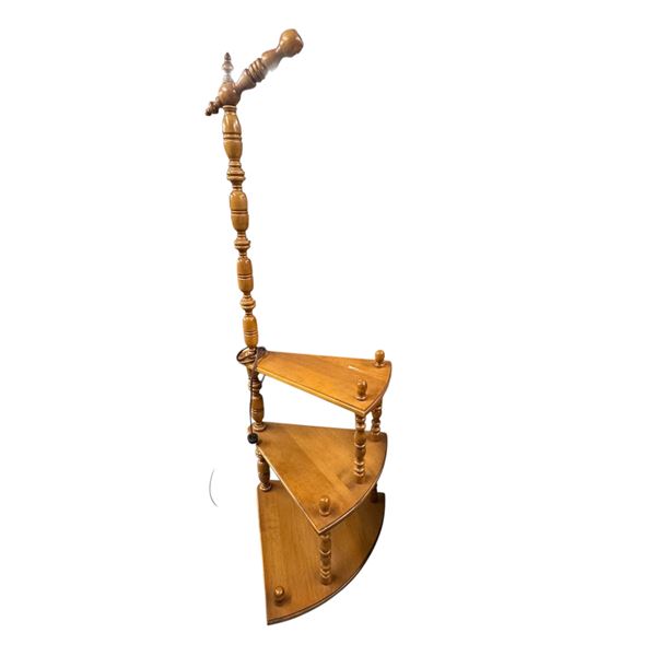 Classic Turned Wood Reading Side Table with Lamp 54" Tall