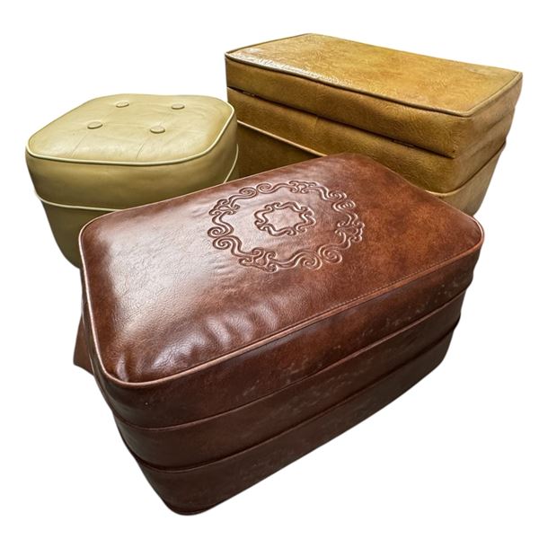 Trio of Vinyl Ottomans