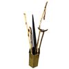 Image 1 : Brass Umbrella Holder with 2 Walking Sticks, 3 Canes and a Pool Cue