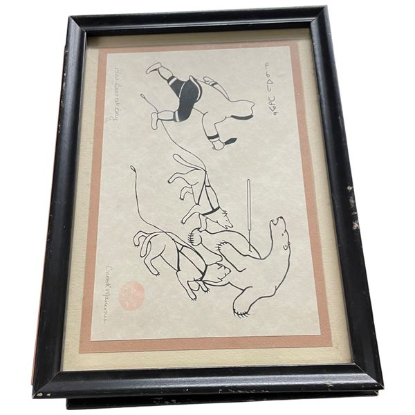 4 First Nations 3x Enook Manomie Inuit Prints 11x8" and Nora K Fischer Embossed "Gray Whales"