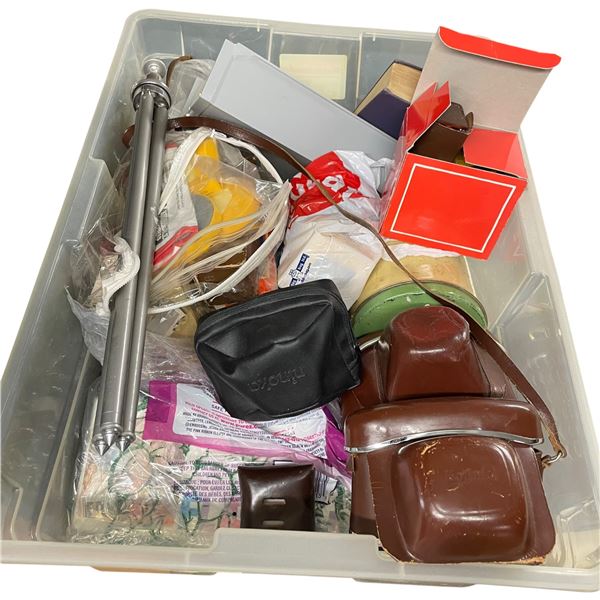 Box of Camera Vintage Camera Items and More Kodak Retinette 18 and Optima 1 Film Cameras