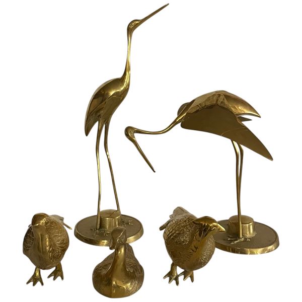 Collection of Brass Birds Largest is 17"