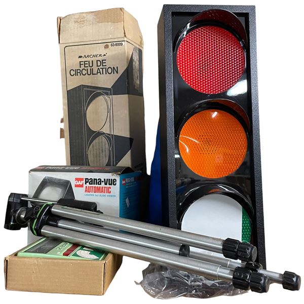 Collection of Vintage Items and More: Traffic Light, Photography, Sprinkler, Jigsaw and Mores