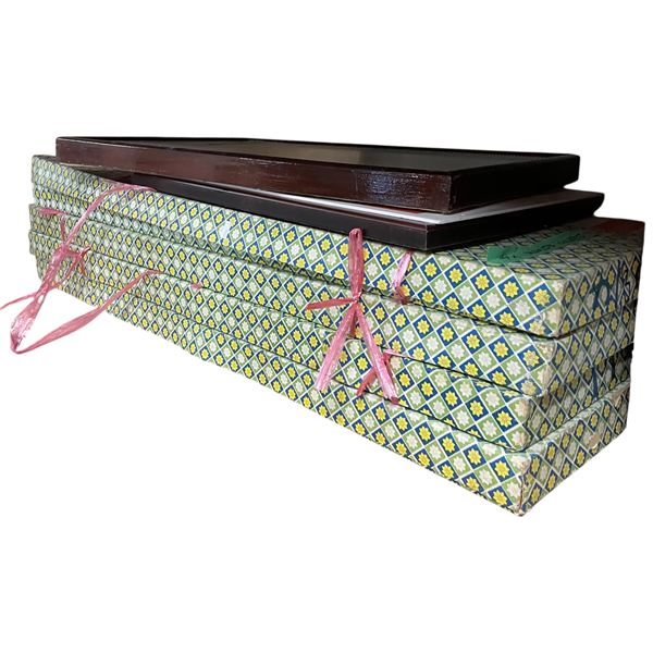 5 Chinese Shell Art 10x35" Pieces in Boxes and 1 Print