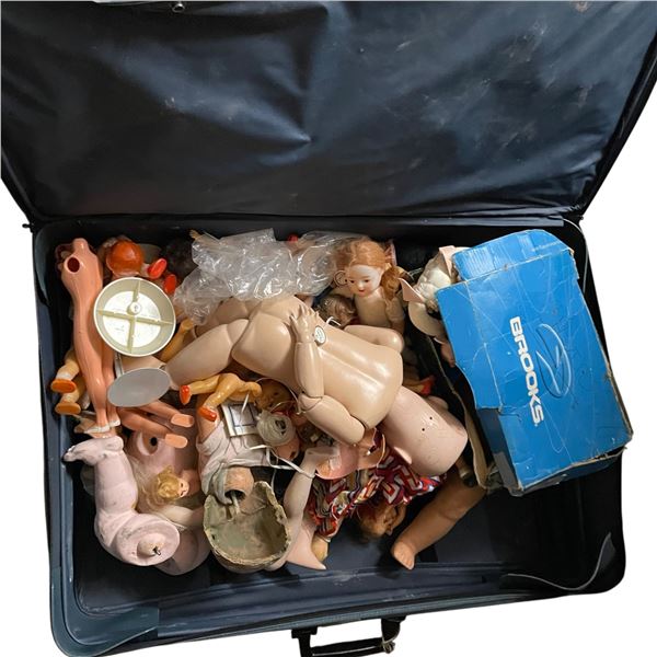 Suitcase Filled with Vintage and Antique Dolls