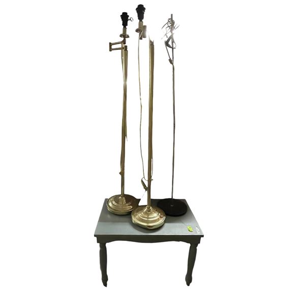 Small Wooden Painted Coffee Table and 3 Floor Standing Lamps