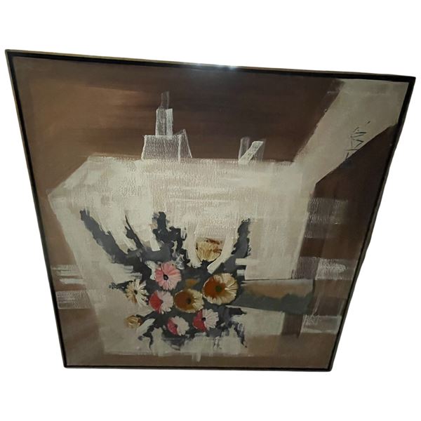 Original Framed Painting Artist Signed Artwork 37x37"