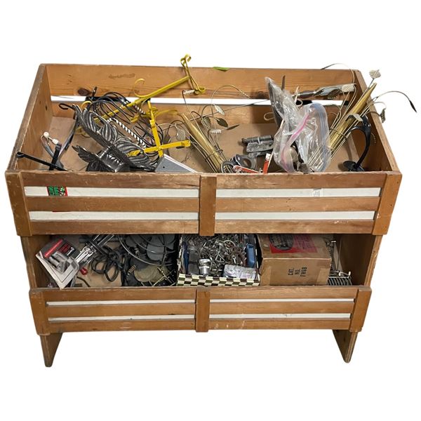 Shelves and Contents: Brass, Tools, Brass Flatware, Decorative Items and More