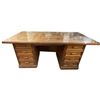 Image 2 : Teak Stained Dutch Carved Glass Top Desk 71x36x30"
