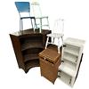Image 1 : Larger Corner Unit: Kids Chairs, Wicker Hamper and Small White Shelf