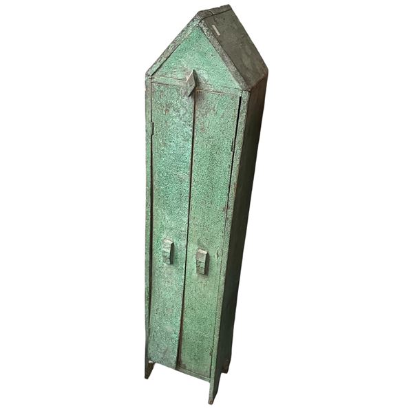 Green Rustic Tall Cupboard with Shelves 8x6.5x38"