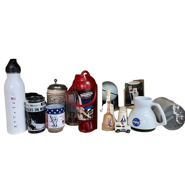 Collection of Various NASA and Sapced Them Items" Mugs, Glass, Coasters and More