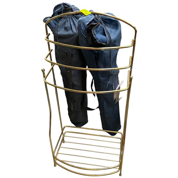 Two Camp Chairs and Brass Towel Rack