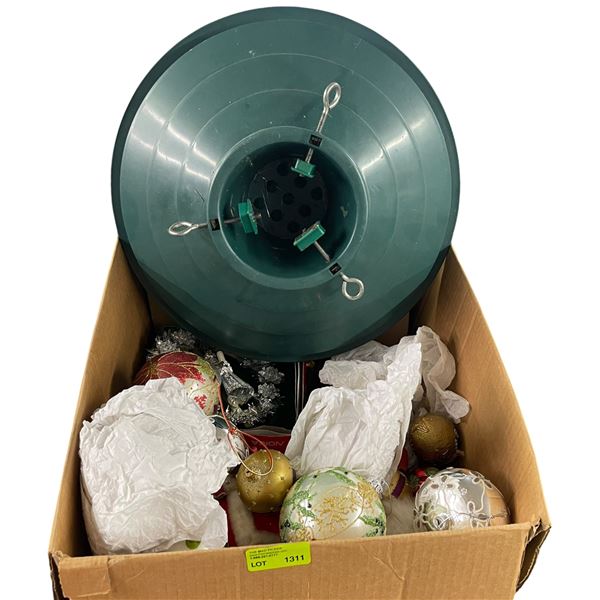 Box of Christmas Decor and Decorations