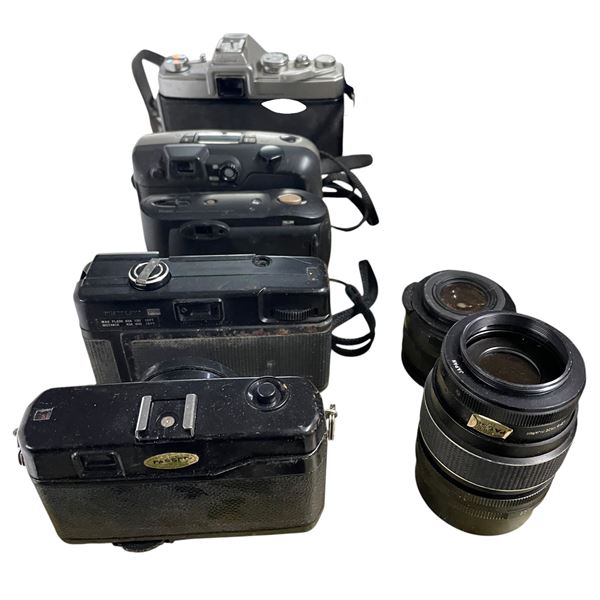 Assorted Vintage 35mm Cameras, Lens and More