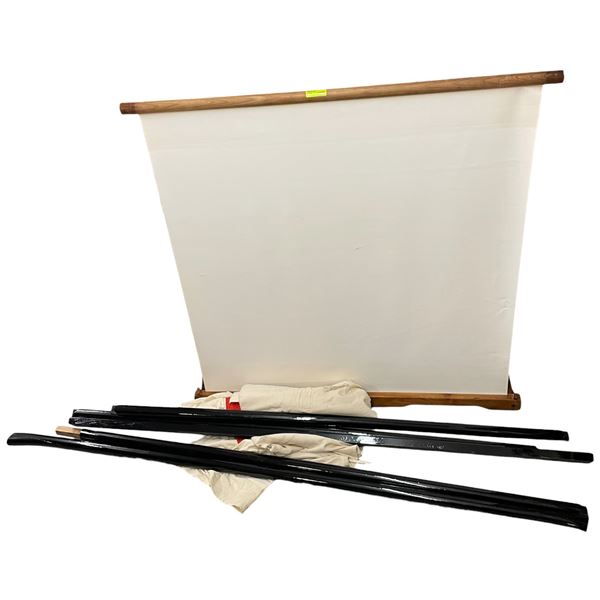 Wood and Canvas Table Top Projection Screen and Japanese Stand