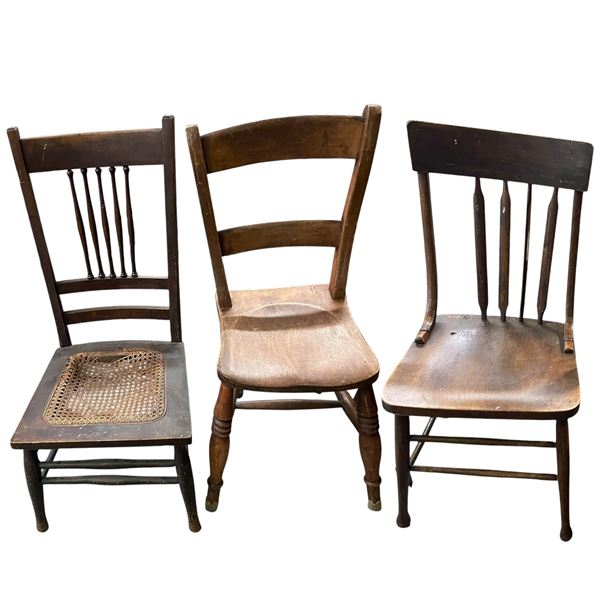 3 Vintage and Antique Wood Chairs