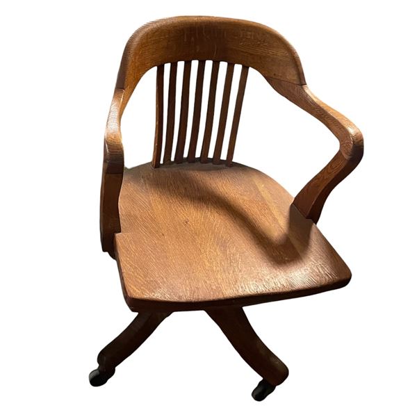 Oak Mid Century Swivel Office Chair