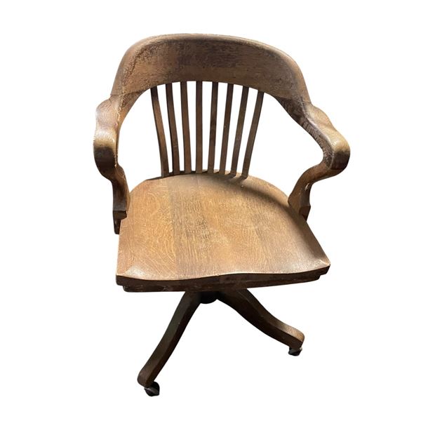 Brooks Corning Oak Wood Swivel Office Chair