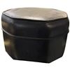 Image 2 : Black Leather Ottoman and Brass/glass Tea/drinks Trolley 35x15x30"
