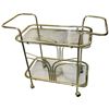 Image 3 : Black Leather Ottoman and Brass/glass Tea/drinks Trolley 35x15x30"