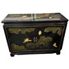 Image 1 : Asian Black Lacquered Floral Motif Sideboard 40x16x30"